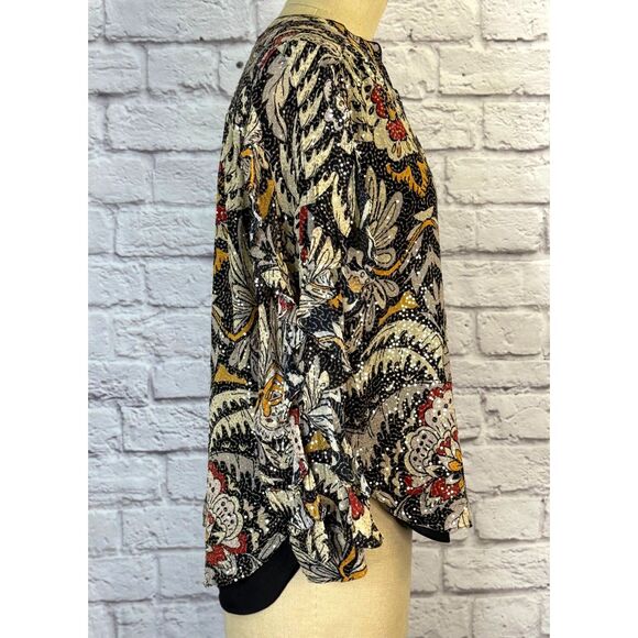 Anthropologie Ranna Gill Womens XS Blouse Top Shirt Dressy Boho Tie Neck Sequin‎ - Picture 3 of 14